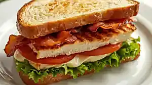 club sandwich , chicken, bacon, lettuce, tomato, house mayo, toasted bread